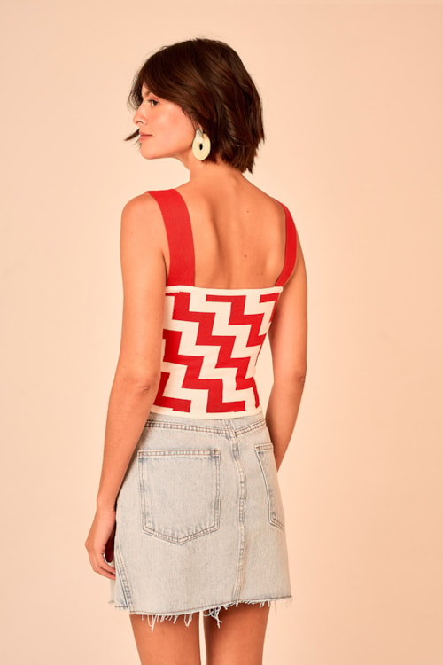 Blusa Tricot Chevron Vermelho - foto 2