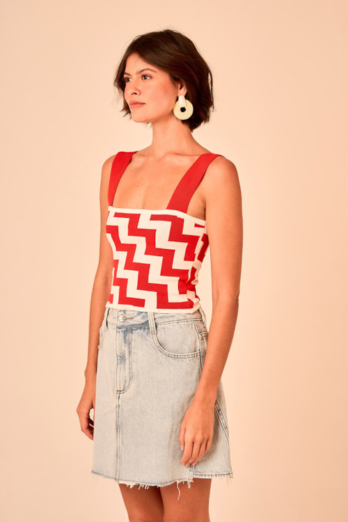 Blusa Tricot Chevron Vermelho - foto 3