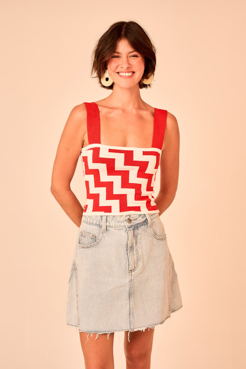 Blusa Tricot Chevron Vermelho - foto 1