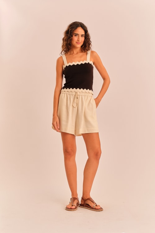Blusa Tricot Detalhe Ondas Preto - foto 1