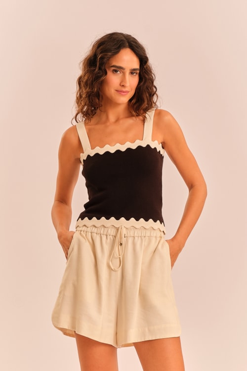 Blusa Tricot Detalhe Ondas Preto - foto 3