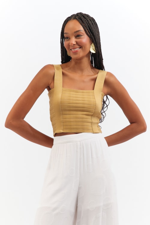 Blusa Tricot Festejar Dourado - foto 2