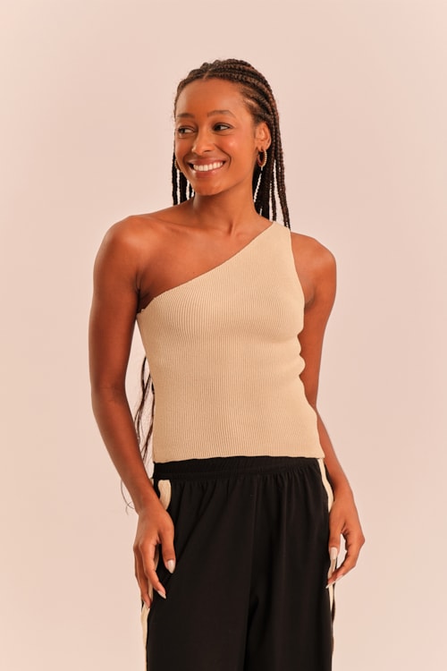 Blusa Tricot La Plage Bege Natural - foto 1