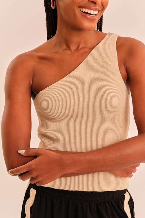 Blusa Tricot La Plage Bege Natural - foto 2