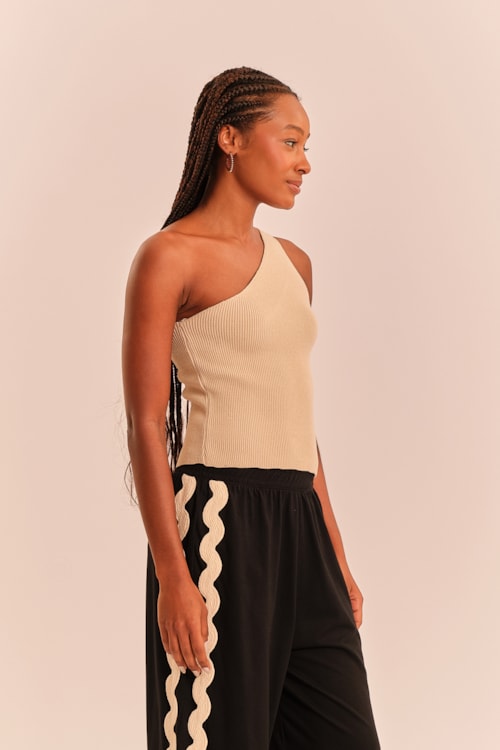 Blusa Tricot La Plage Bege Natural - foto 4