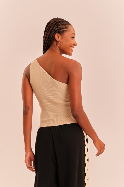 Blusa Tricot La Plage Bege Natural - foto 5