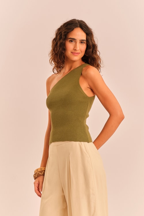 Blusa Tricot La Plage Verde Musgo - foto 3