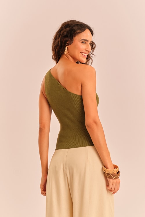 Blusa Tricot La Plage Verde Musgo - foto 4