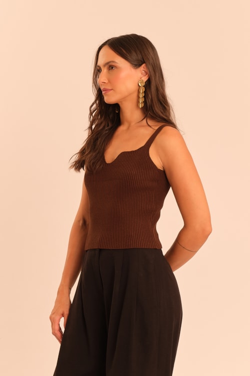 Blusa Tricot Lure Marrom Capuccino - foto 3