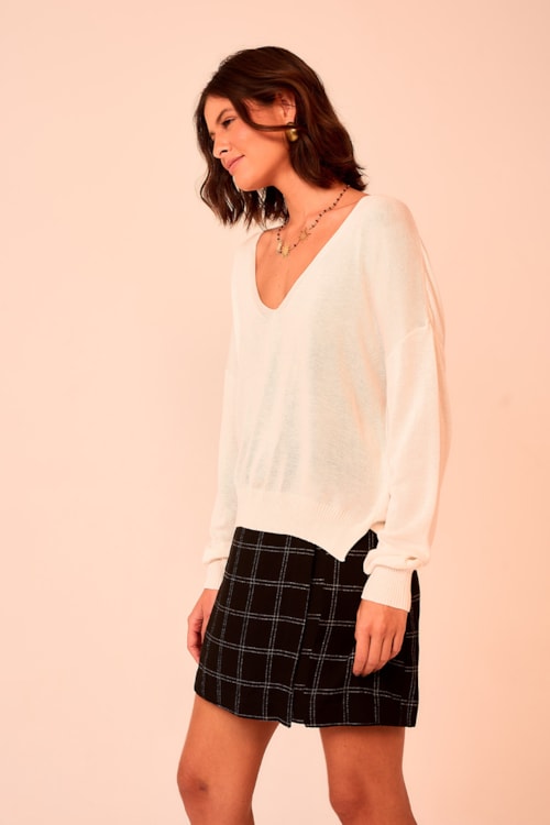 Blusa Tricot Manga Longa Off - foto 2