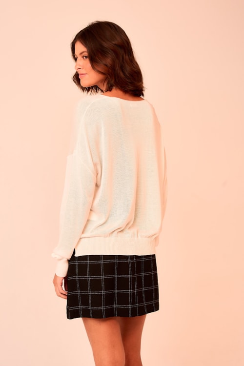 Blusa Tricot Manga Longa Off - foto 3