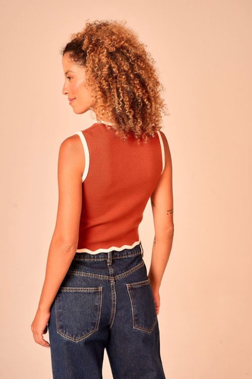 Blusa Tricot Ondas Marrom Mascavo - foto 2