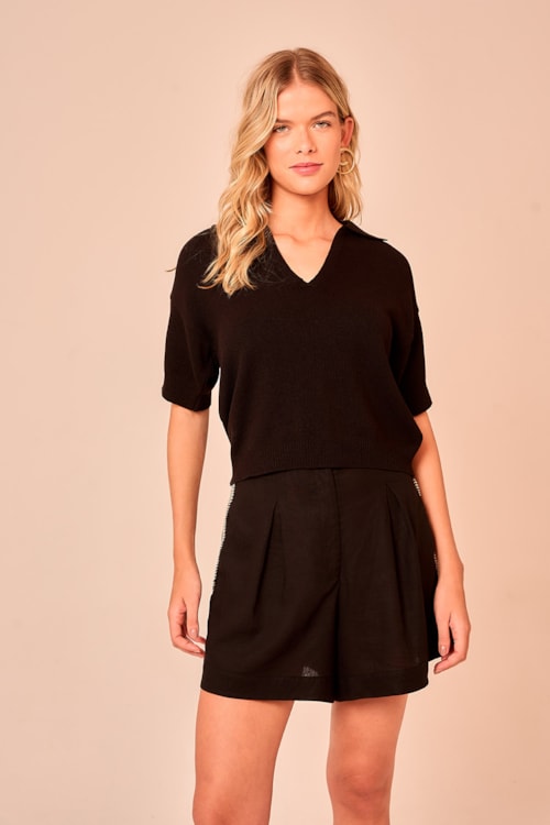 Blusa Tricot Polo Preto - foto 2