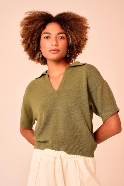 Blusa Tricot Polo Verde Dusky - foto 2
