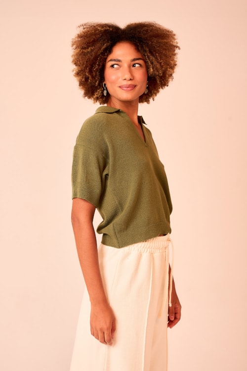 Blusa Tricot Polo Verde Dusky - foto 3