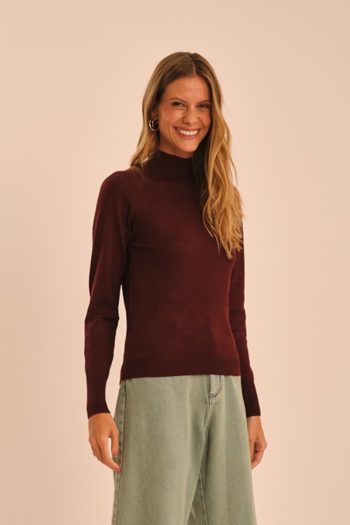 Blusa Tricot Raglan Vinho Tamara - foto 1