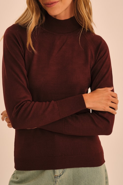 Blusa Tricot Raglan Vinho Tamara - foto 2