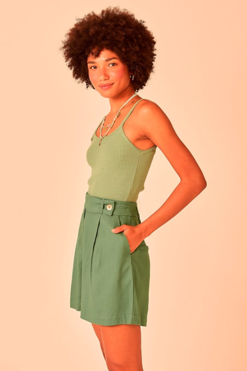 Blusa Tricot Ribana Verde Folha - foto 1