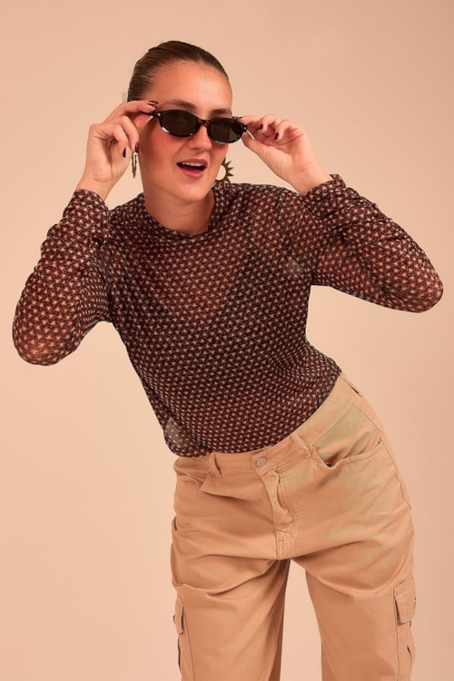 Blusa Tule Asteca Estampado - foto 1