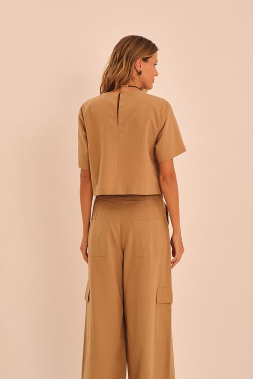 Blusa Utilitaria Bege Tahine - foto 3