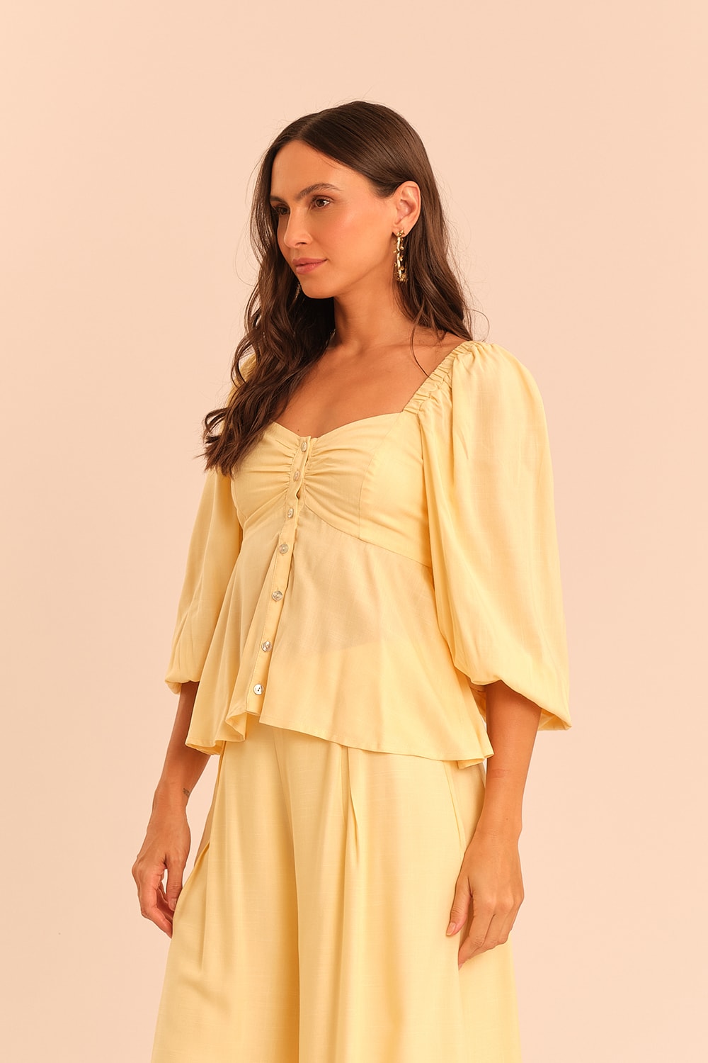 Blusa Viscose Dunas Amarelo Suave