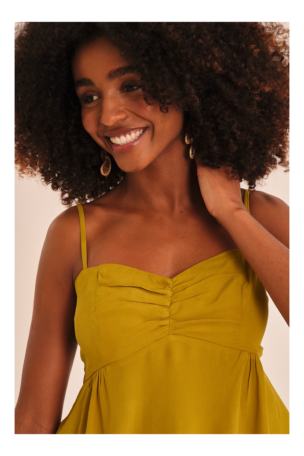 Blusa Viscose Peach Amarelo Camelo