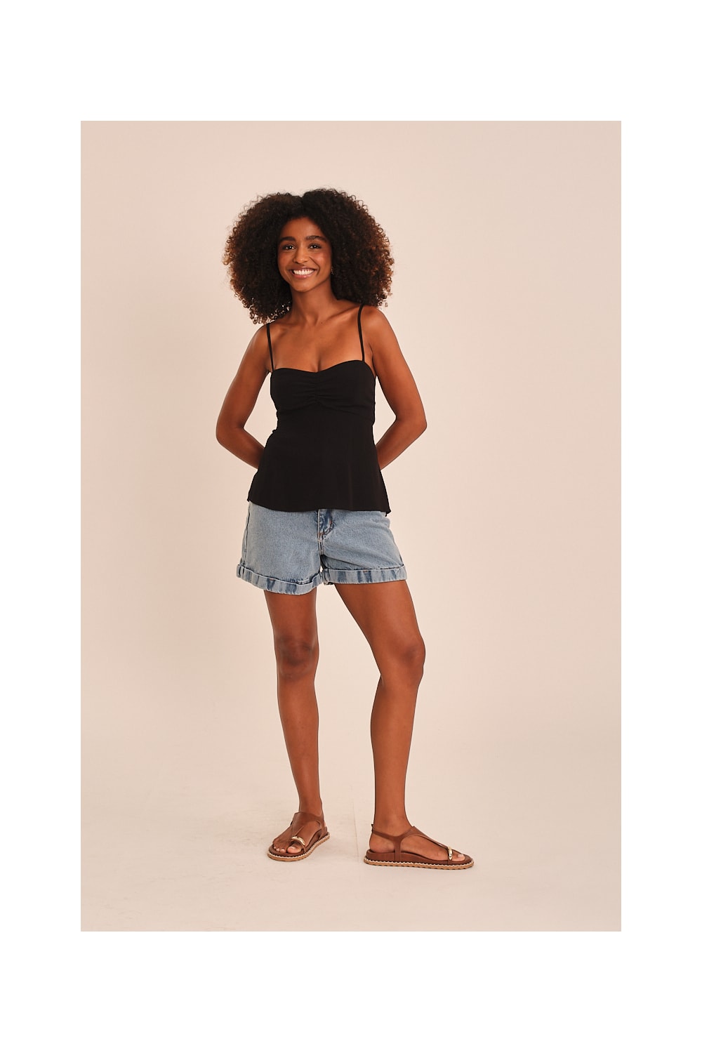 Blusa Viscose Peach Preto