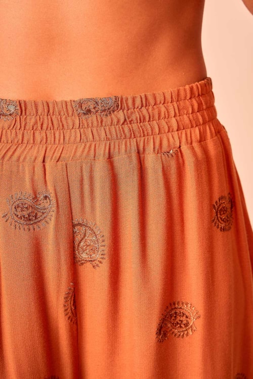 Calca Bordado Paisley Ocre - foto 2