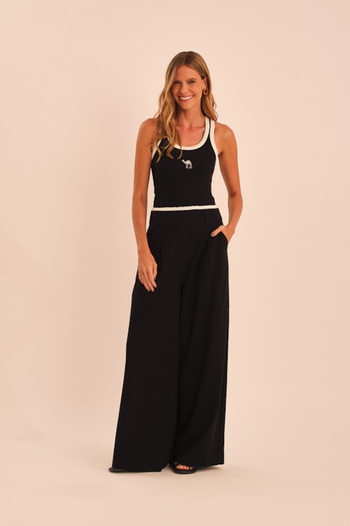 Calca Cotton Detalhe Preto - foto 3