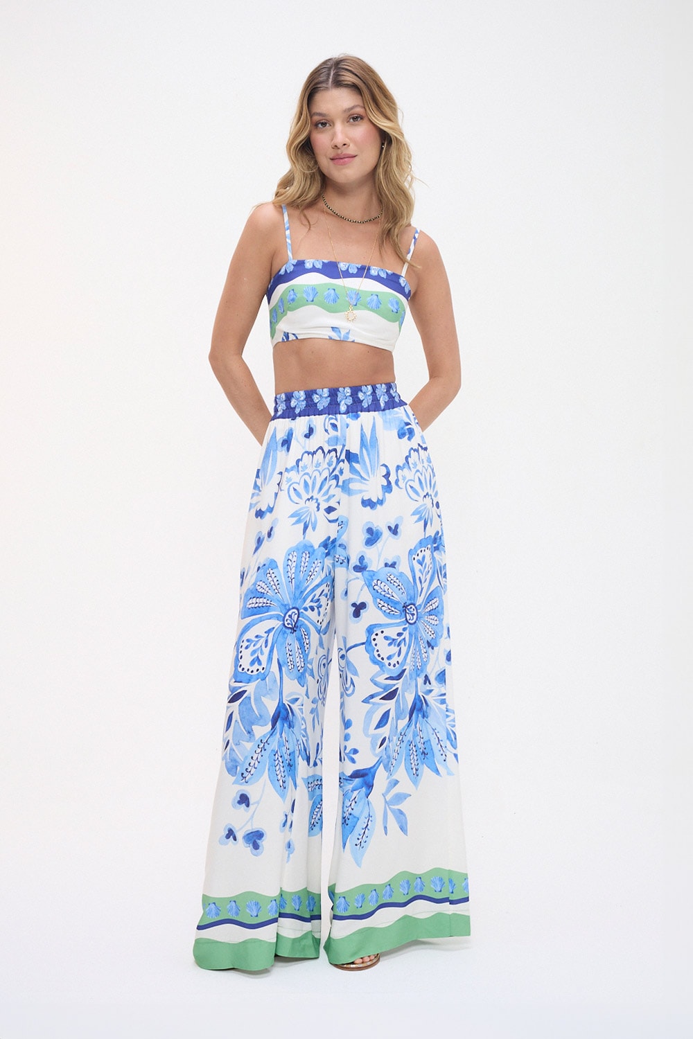 Calça Floral Pincelado Estampado
