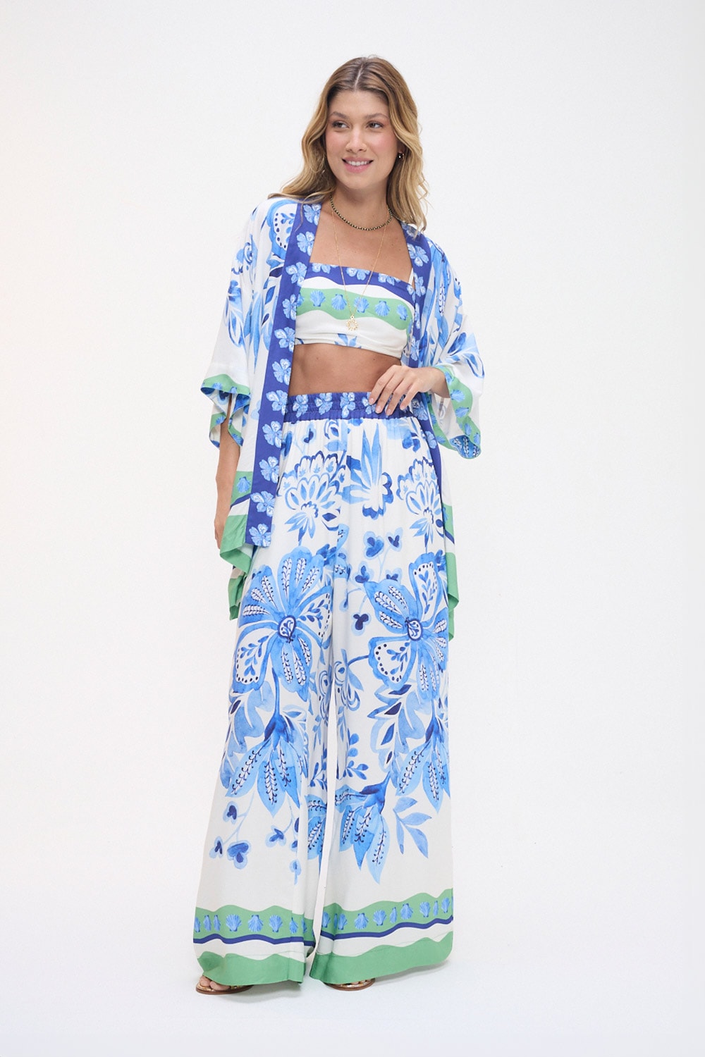 Calça Floral Pincelado Estampado