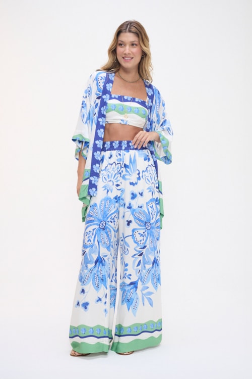 Calça Floral Pincelado Estampado - foto 1