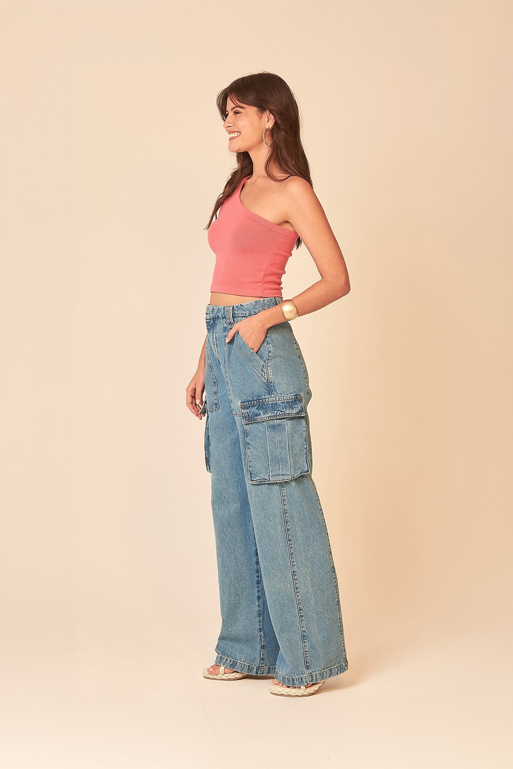 Calca Jeans Cargo Jeans