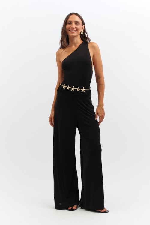 Calca Jersey Pantalona Preto - foto 1