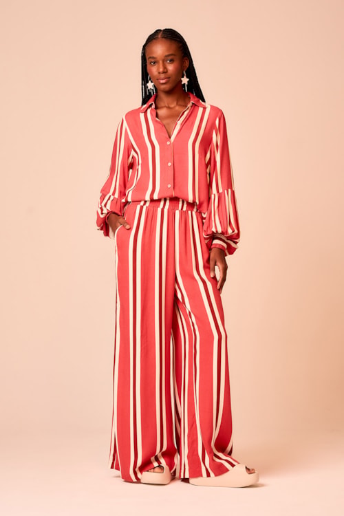 Calca Listra Linen Estampado - foto 1