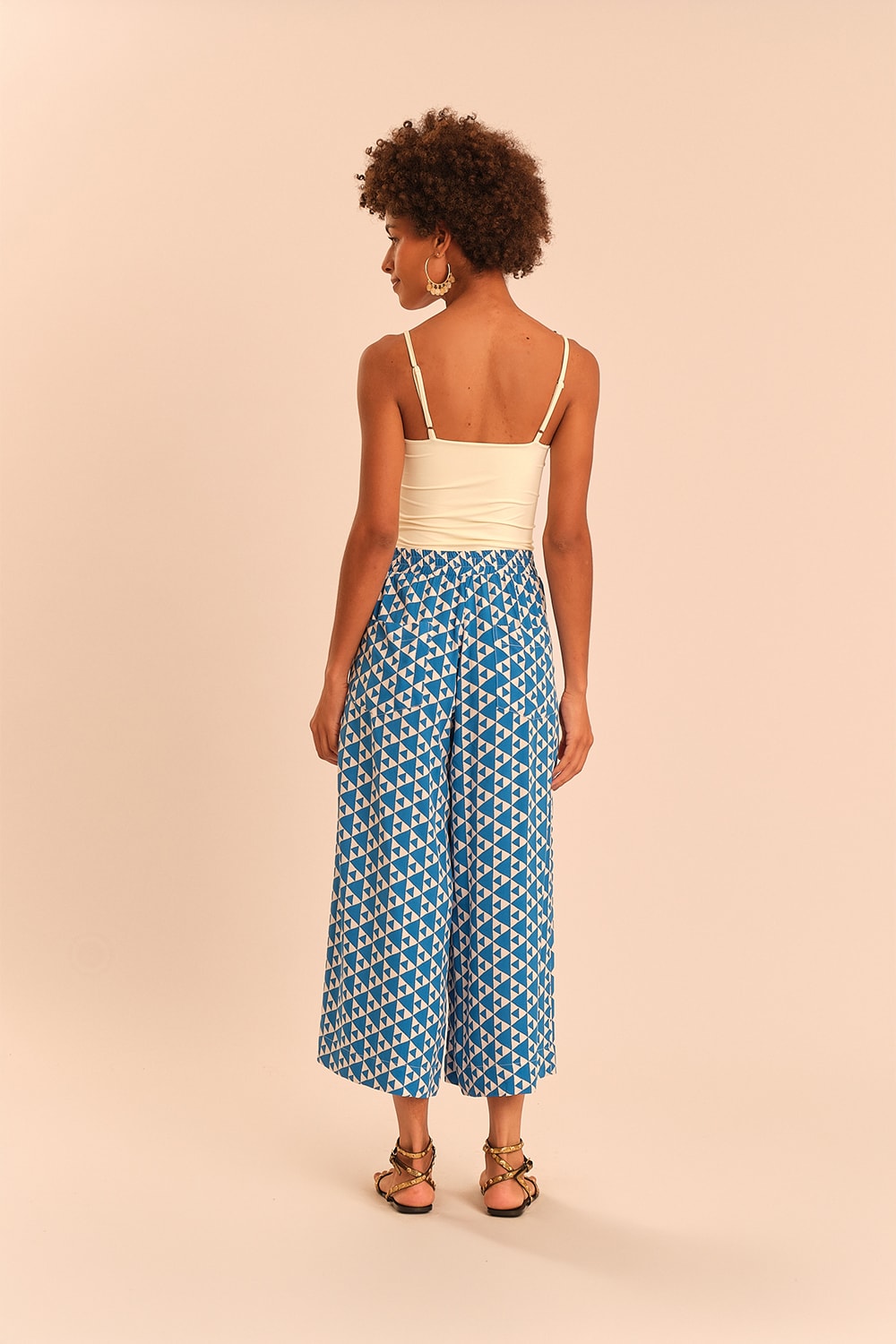 Calca Pantacourt Gravataria Navy Estampado
