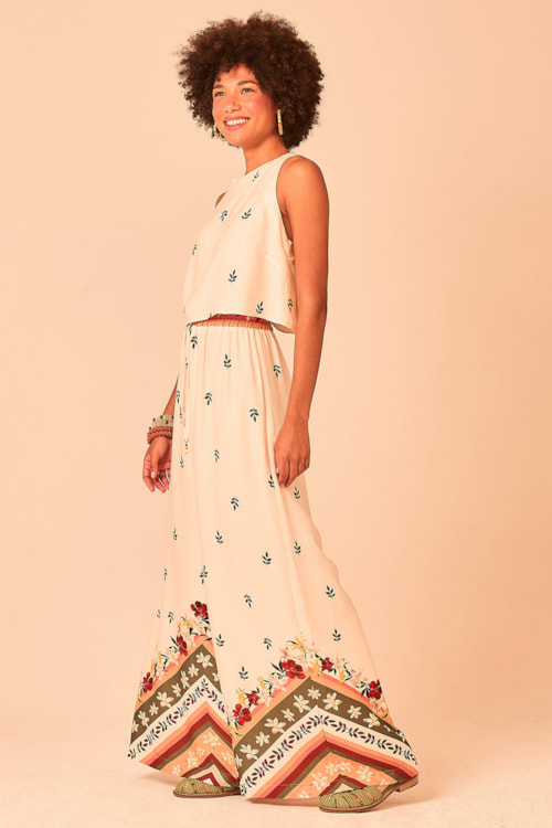 Calca Pantalona Chevron Floral Estampado - foto 4