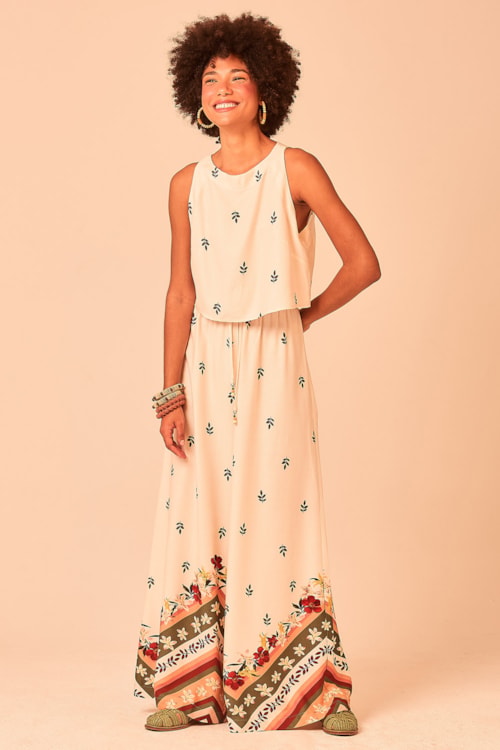 Calca Pantalona Chevron Floral Estampado - foto 1