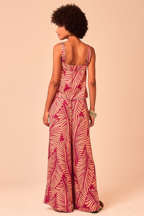 Calça Pantalona Folhagem Estampado - foto 3