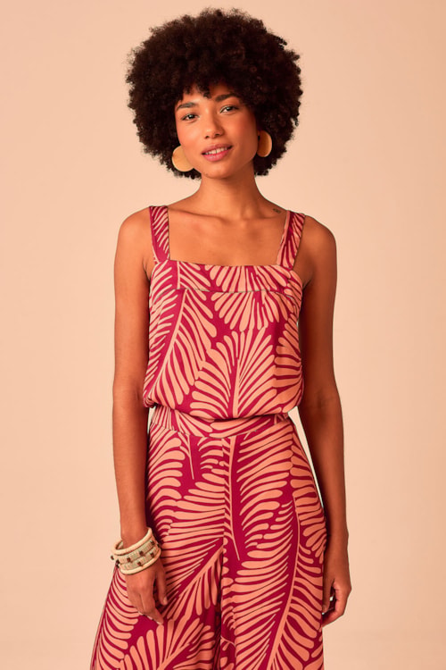 Calça Pantalona Folhagem Estampado - foto 4