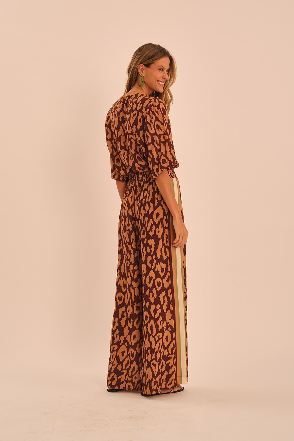 Calca Pantalona Leopard Estampado