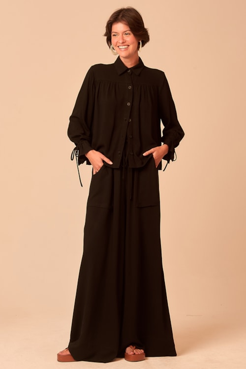 Calca Pantalona Mata Preto - foto 1