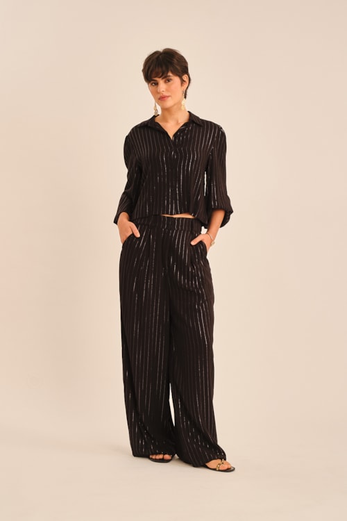 Calca Risca Lurex Preto - foto 1