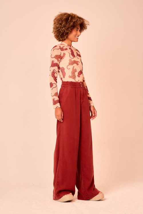 Calca Tencel Color Vermelho Tinto - foto 2