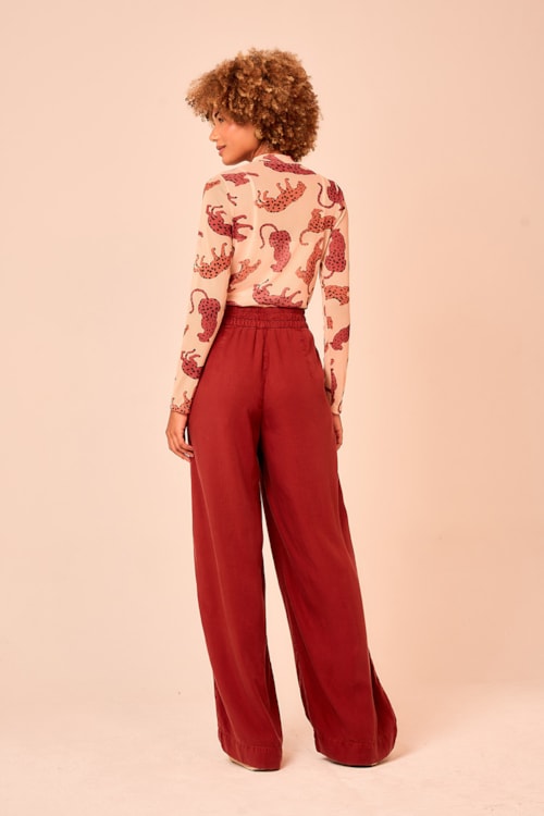 Calca Tencel Color Vermelho Tinto - foto 3