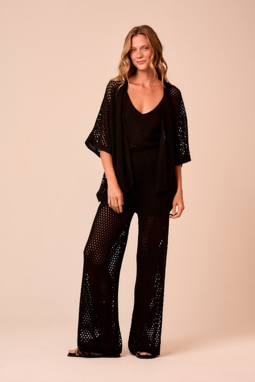 Calca Tricot Tropical Preto - foto 1