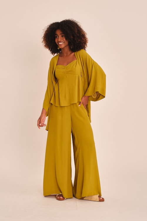 Calça Viscose Peach Amarelo Camelo - foto 1