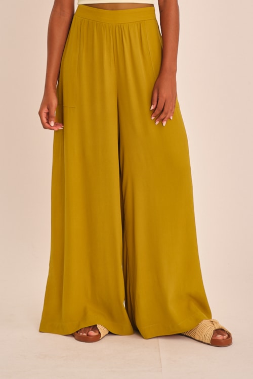 Calça Viscose Peach Amarelo Camelo - foto 2