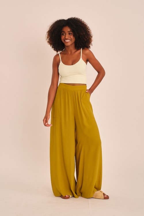 Calça Viscose Peach Amarelo Camelo - foto 5