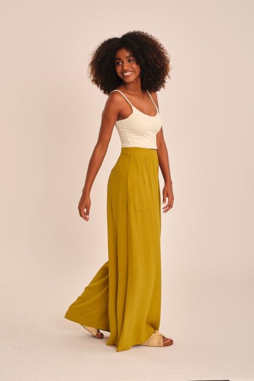 Calça Viscose Peach Amarelo Camelo - foto 6